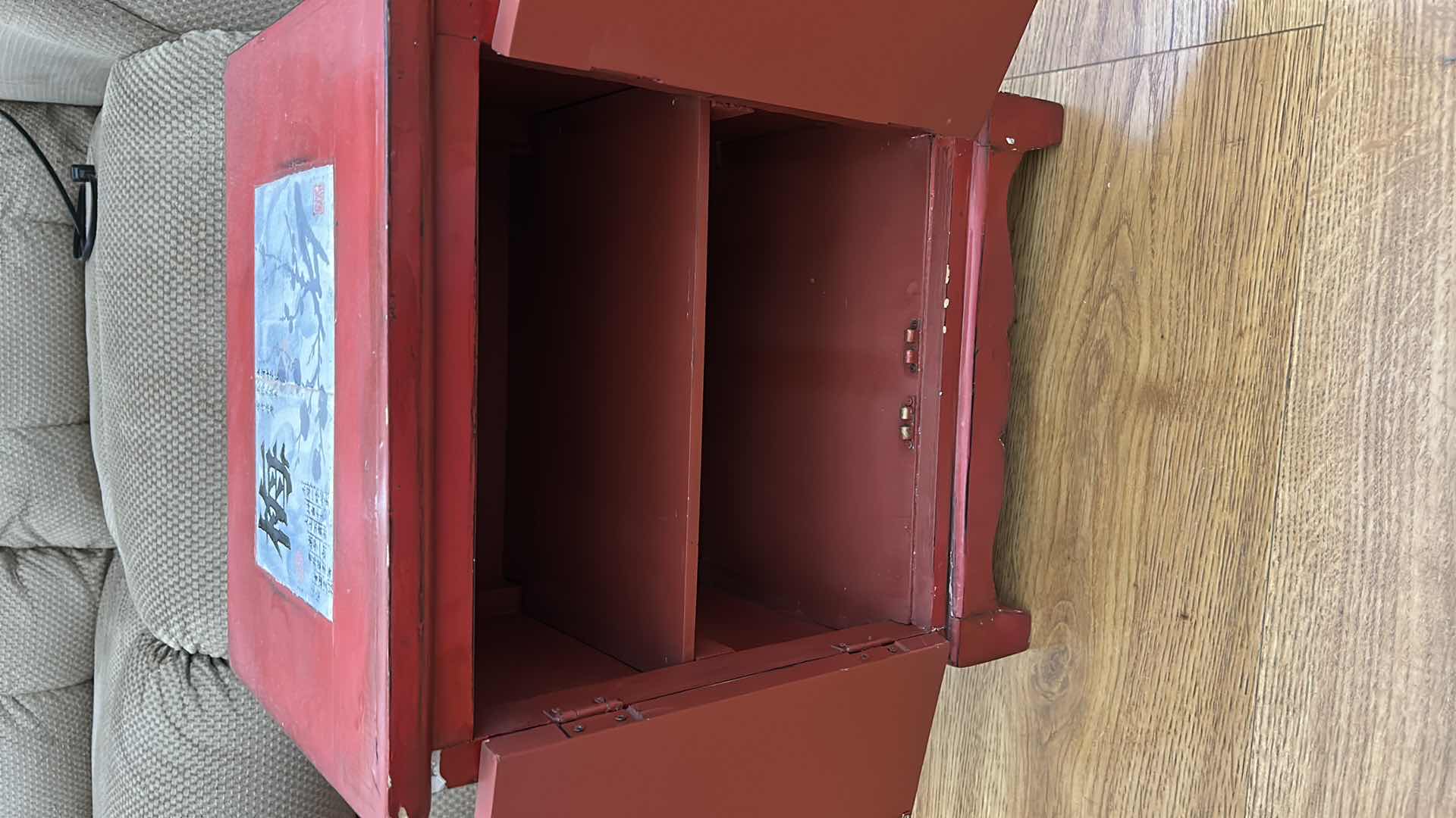 Photo 1 of SMALL RED CHINESE CABINET 16“ x 11 1/2“ x H19“