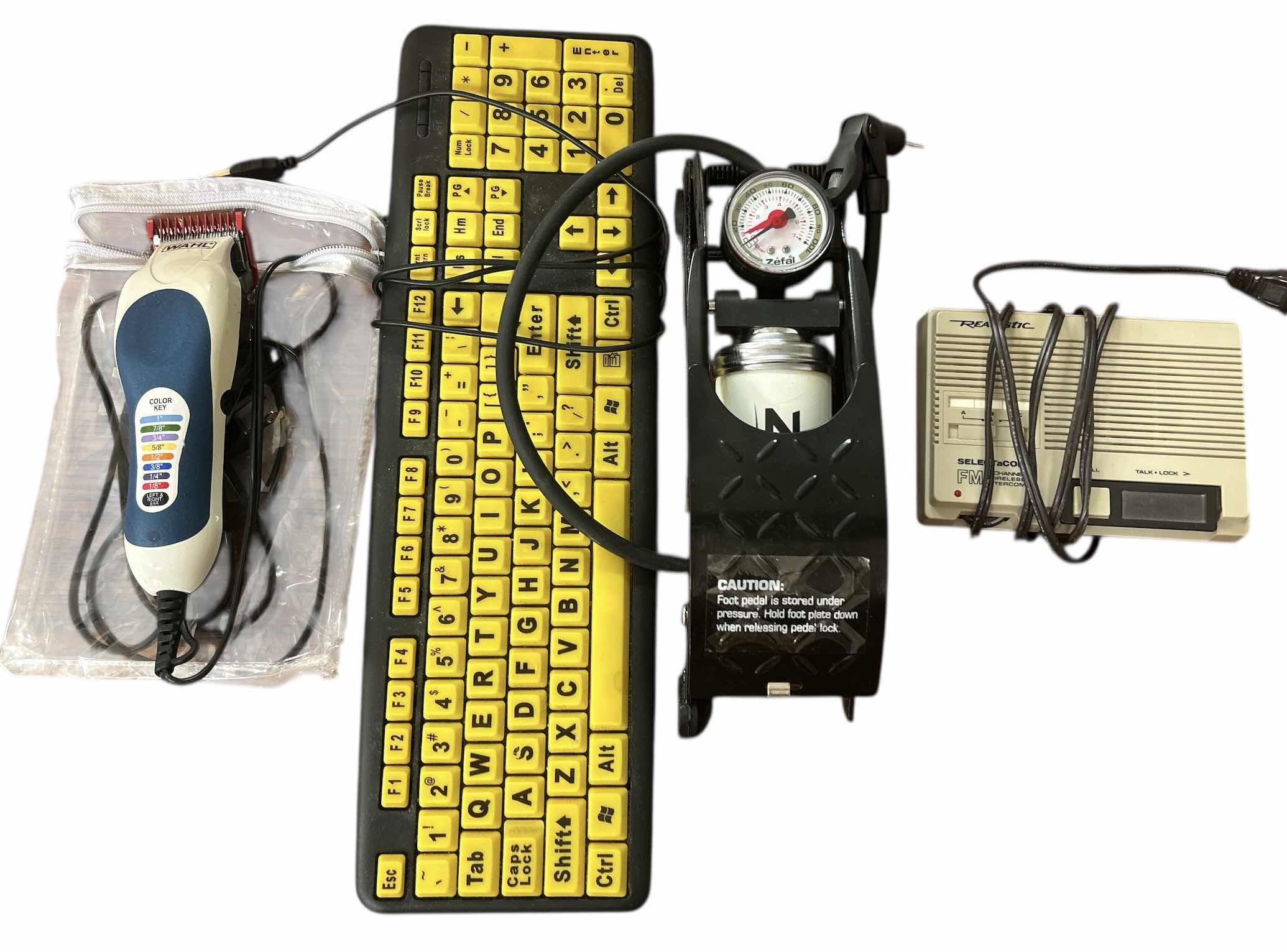 Photo 1 of HOUSEHOLD ITEMS- KEYBOARD, WAHL TRIMMER, PUMP, 3 CHANNEL WIRELESS INTERCOM