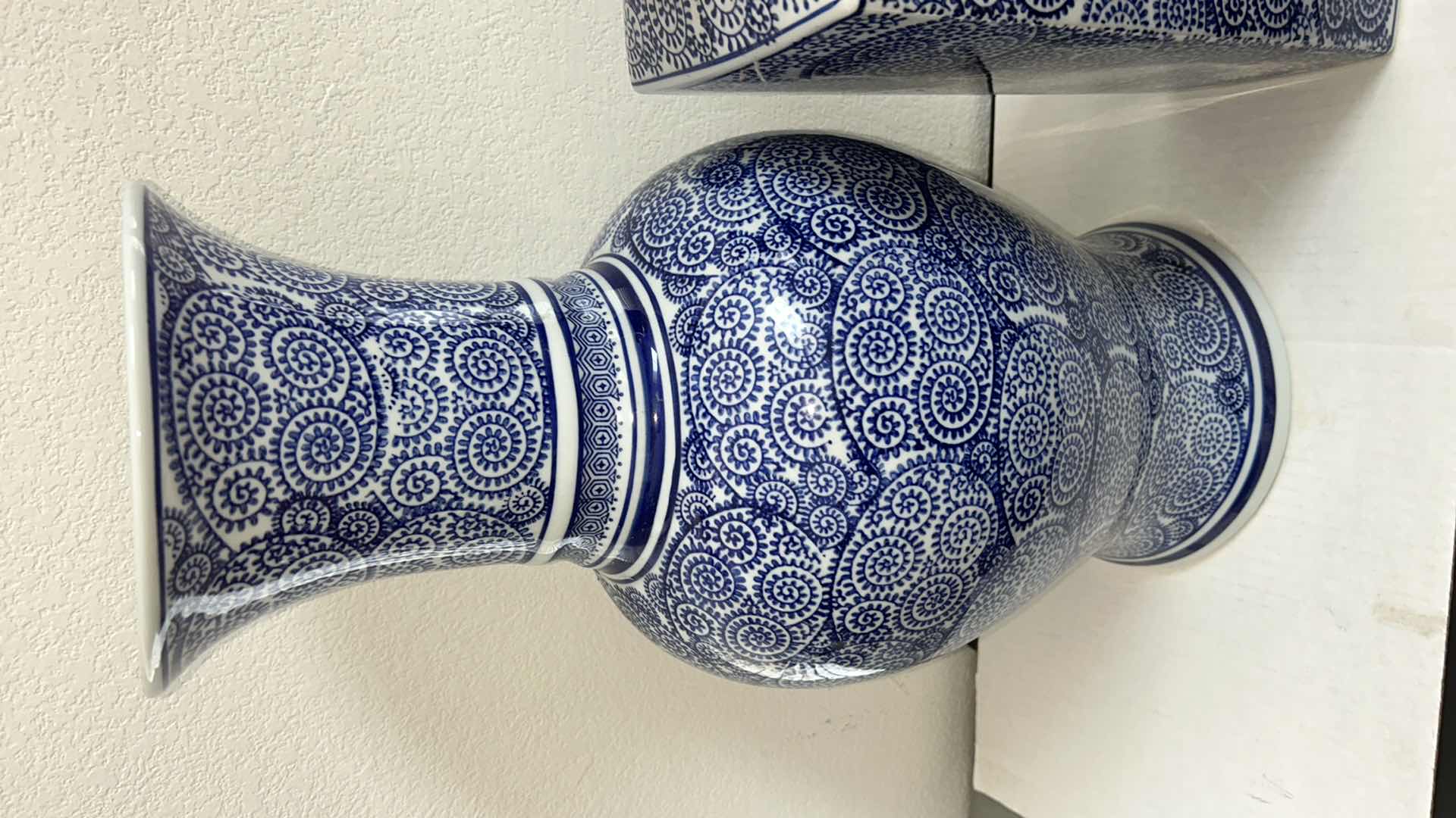 Photo 1 of 3 BLUE AND WHITE DECORATIVE HOME DECOR PIECES (TALLEST 20.5”)