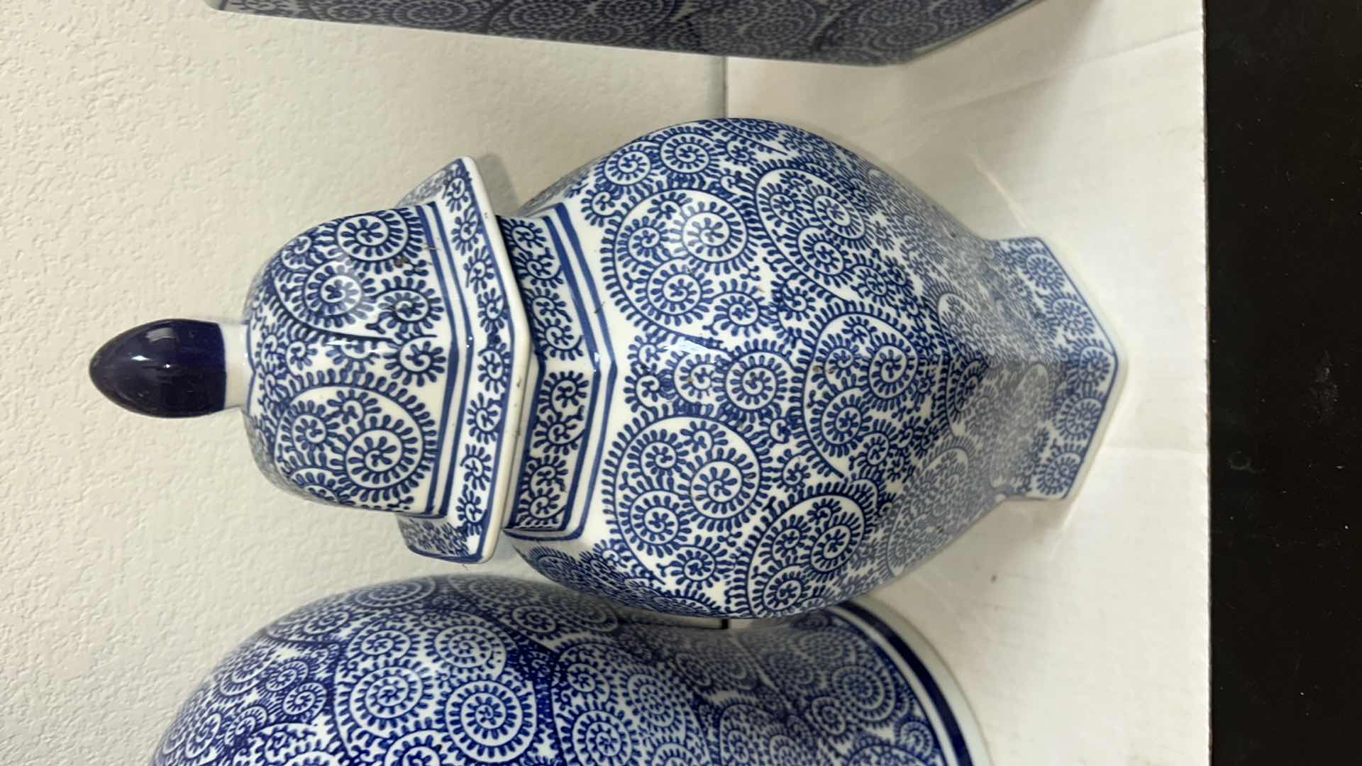 Photo 1 of 3 BLUE AND WHITE DECORATIVE HOME DECOR PIECES (TALLEST 20.5”)