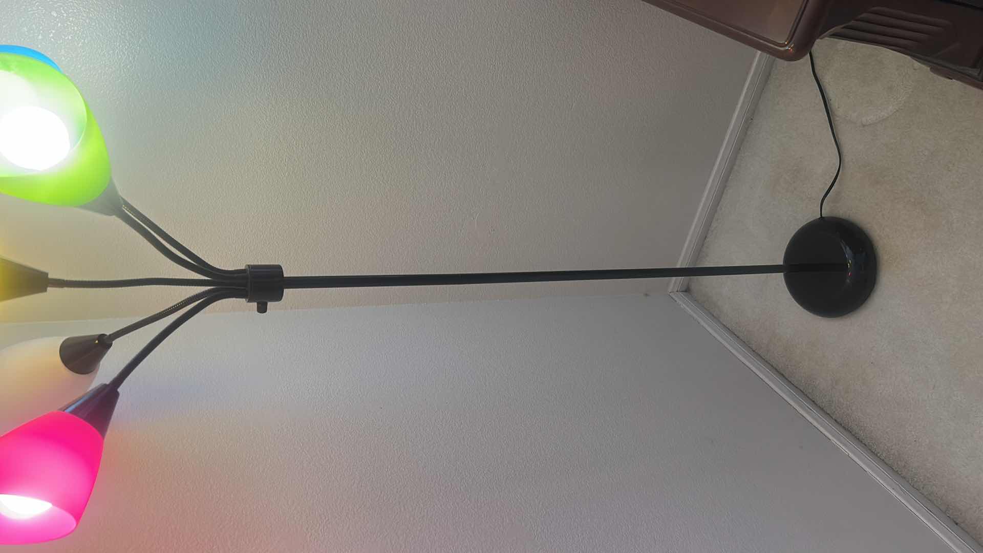 Photo 1 of METAL FLOOR LAMP WITH MULTI COLORED SHADES  5’7”