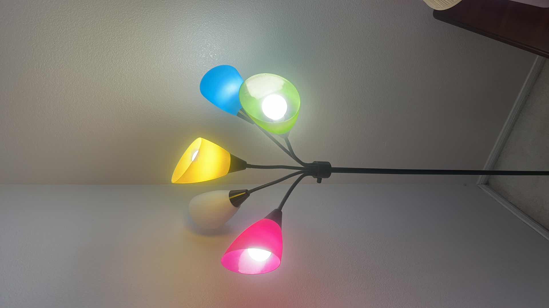 Photo 1 of METAL FLOOR LAMP WITH MULTI COLORED SHADES  5’7”