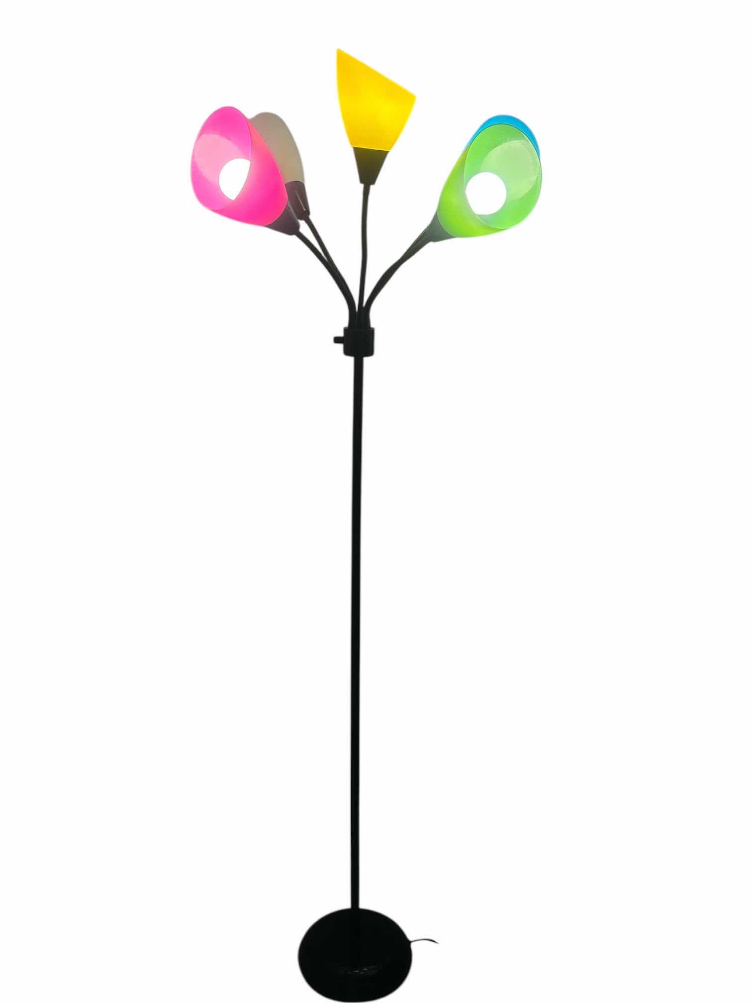 Photo 1 of METAL FLOOR LAMP WITH MULTI COLORED SHADES  5’7”
