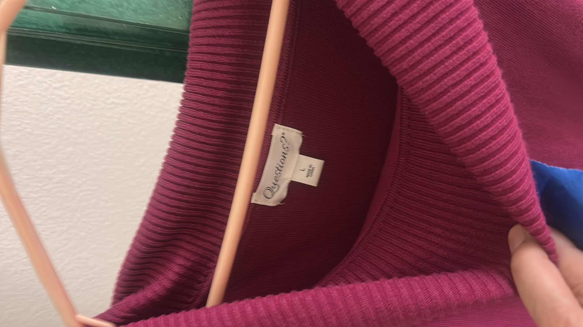 Photo 1 of WOMENS DENIM COTTON TOP AND DARK PINK SWEATER SIZE L