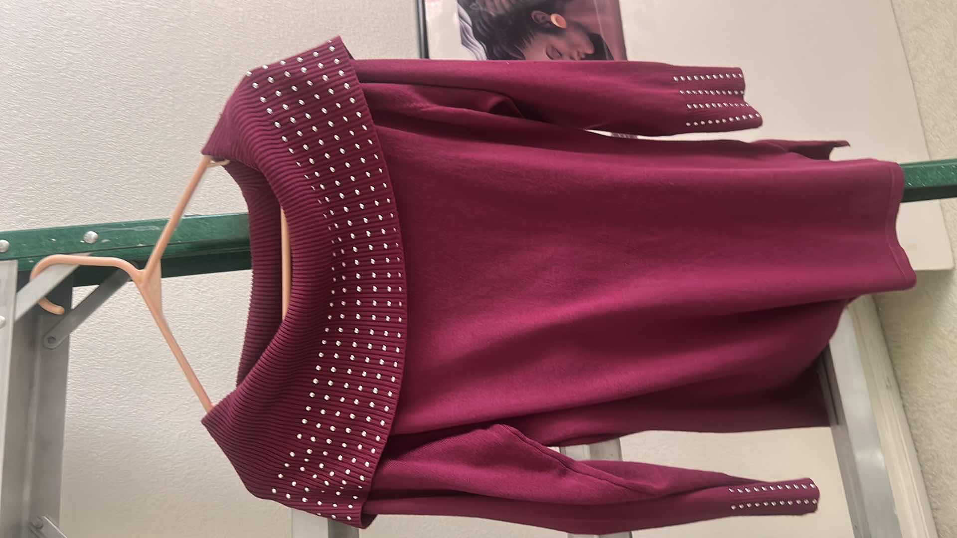 Photo 1 of WOMENS DENIM COTTON TOP AND DARK PINK SWEATER SIZE L