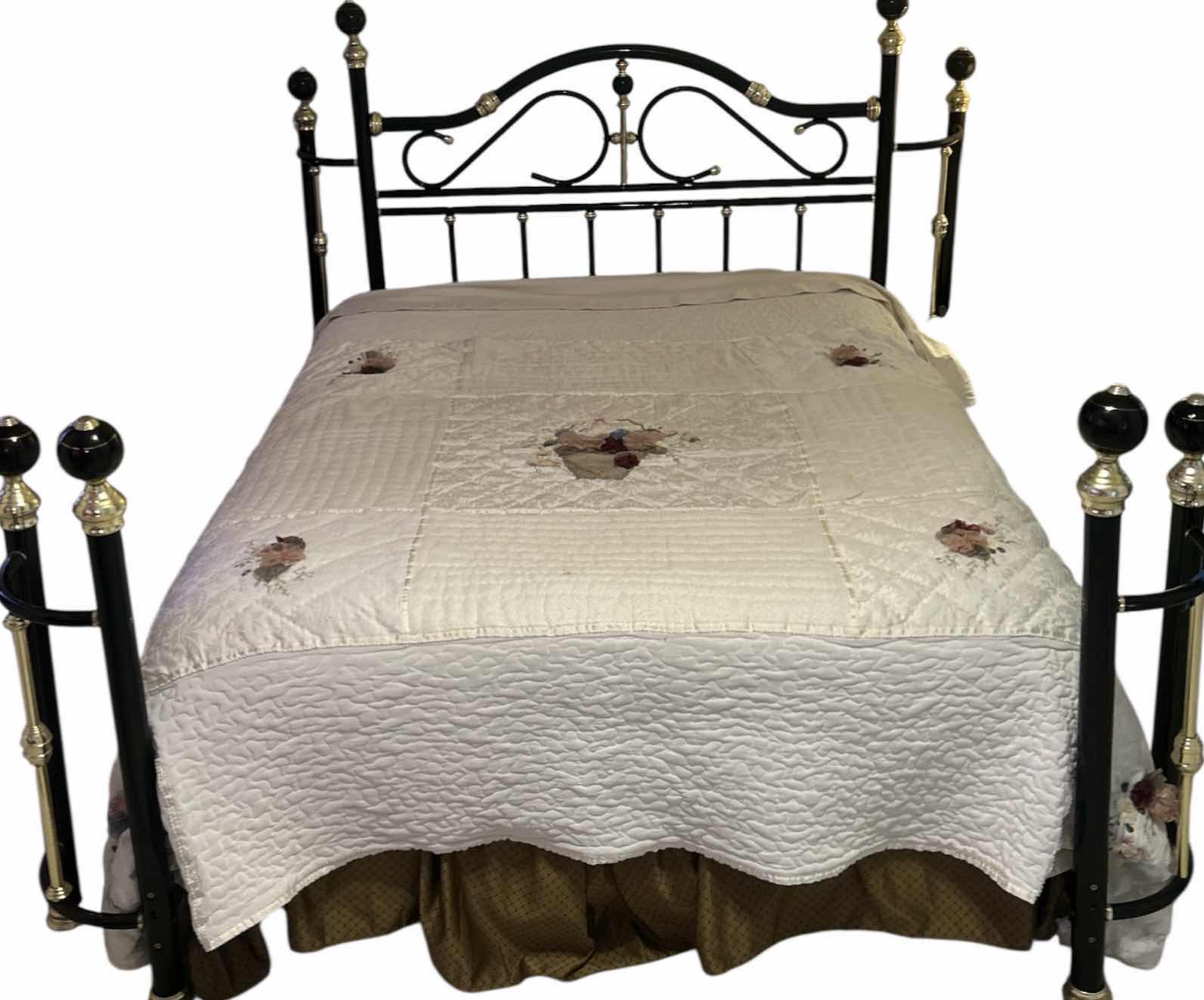 Photo 1 of QUEEN SIZE BLACK AND GOLD METAL HEADBOARD AND FOOTBOARD WITH SIDE PANELS 81” x 93” x 56 1/2”