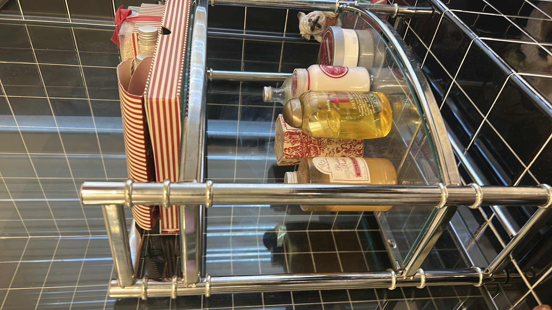 Photo 1 of BATHROOM SHELF 21“ x 9“ x H20 1/2“ WITH BATH SALTS, SHAMPOO, BUBBLE BATH, FOOT SOAK AND MORE