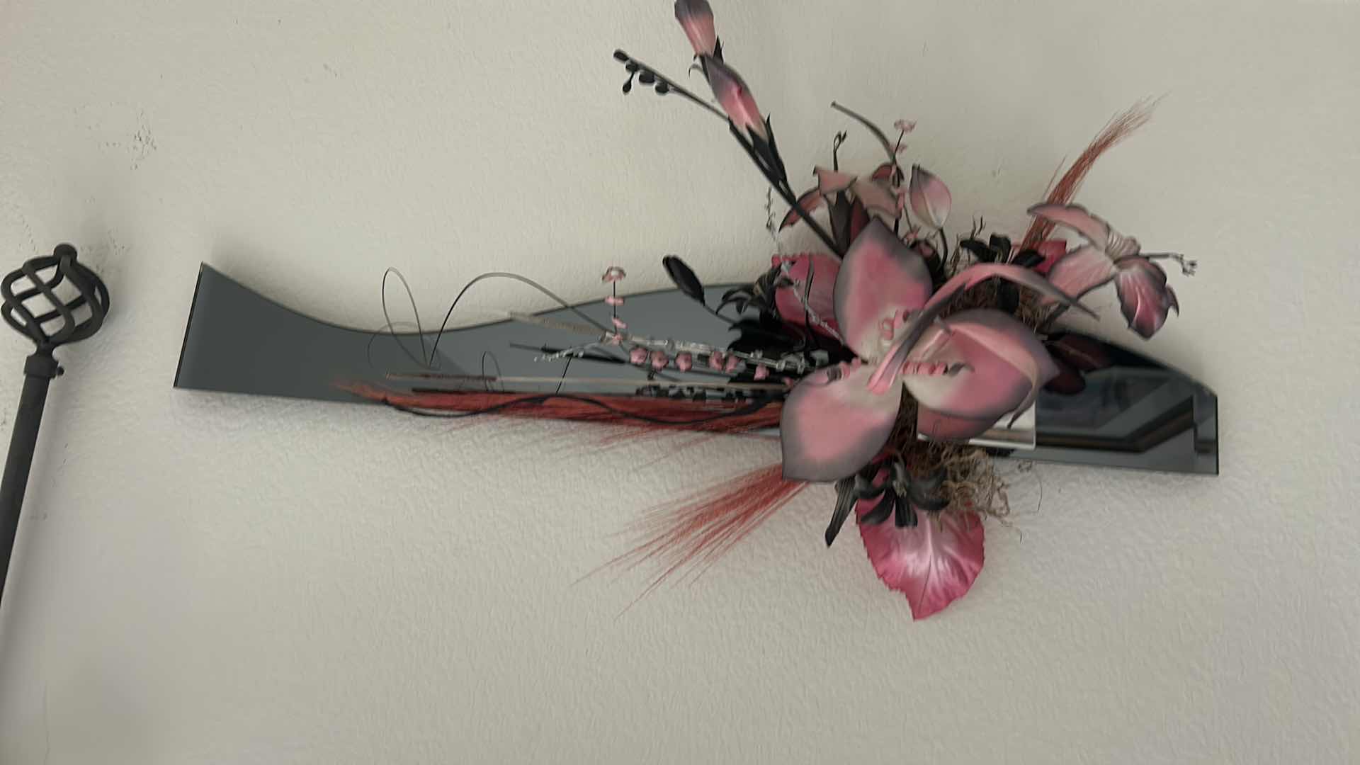 Photo 1 of 2 PC MIRRORED WALL DECOR WITH FAUX FLOWERS H30”
