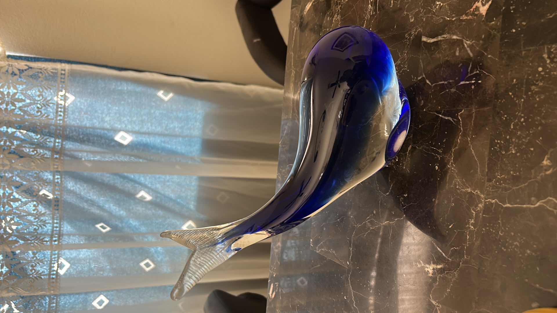 Photo 1 of BLUE BLOWN GLASS WHALE H7.5”