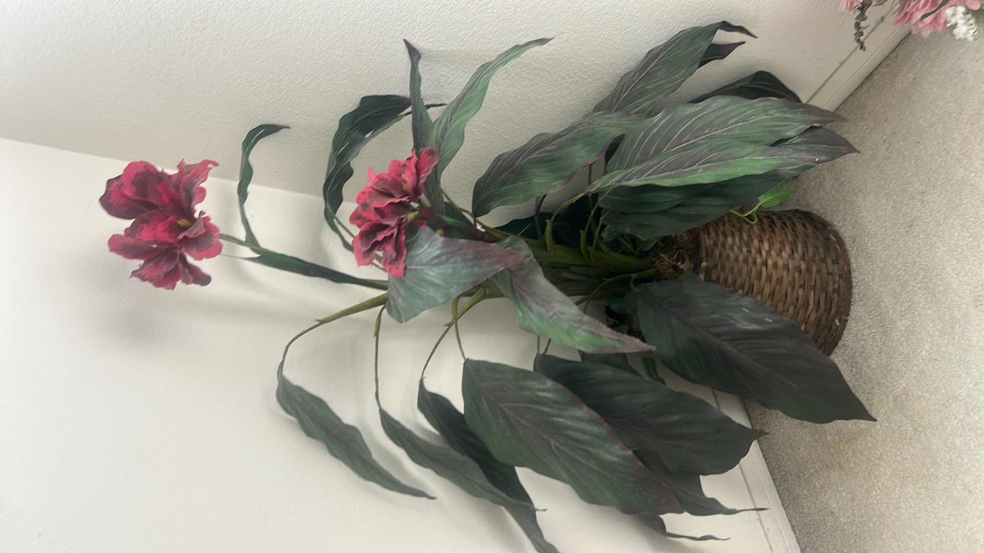 Photo 1 of FAUX GREENERY IN WICKER BASKET H42”