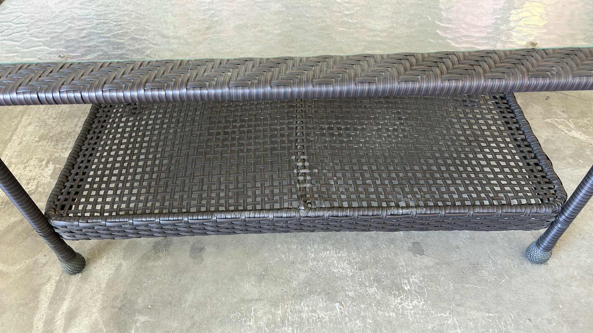 Photo 1 of FAUX WICKER OUTDOOR COCKTAIL TABLE 39“ x 21 1/2“ x H18“
