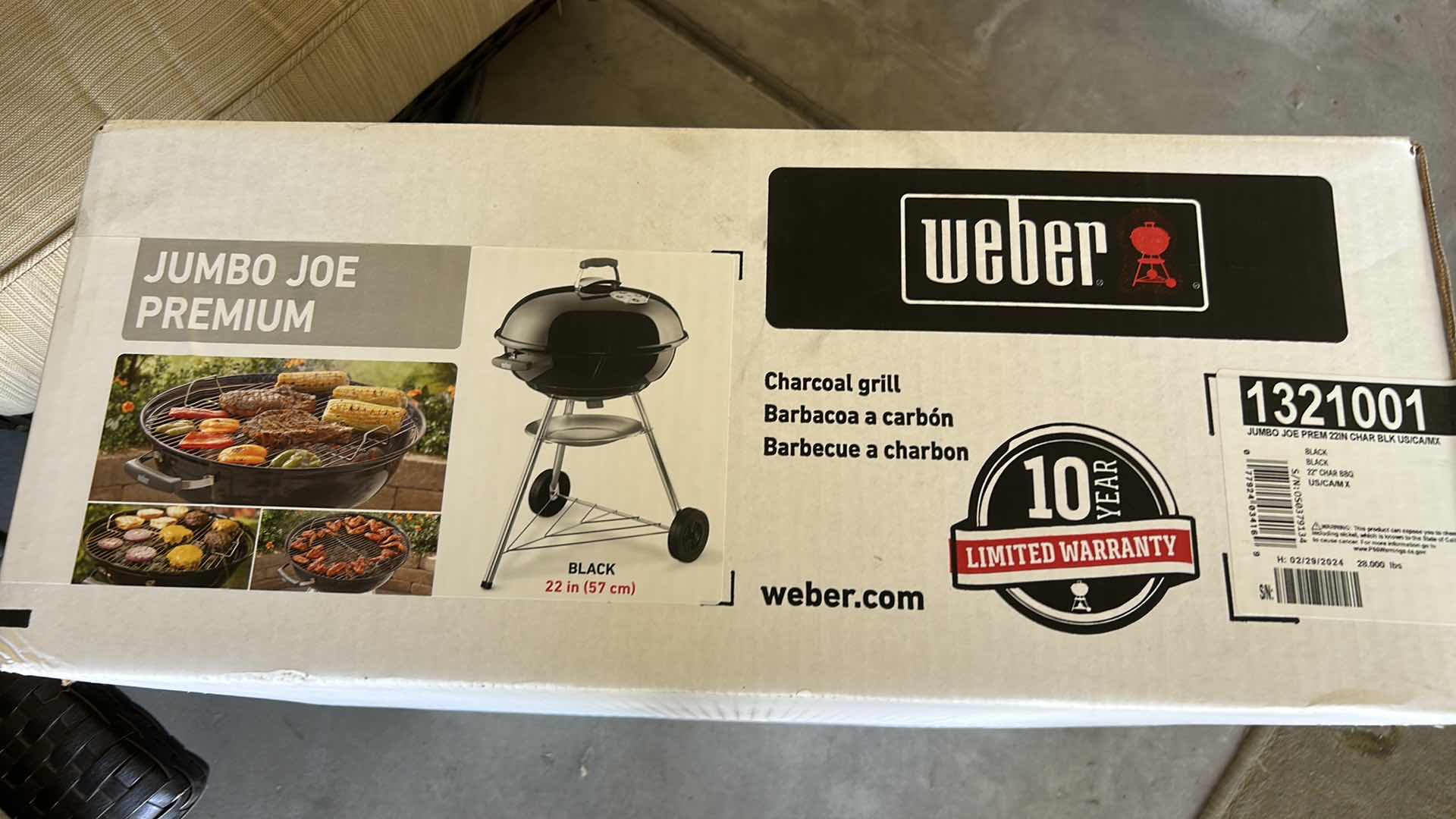 Photo 1 of NEW IN BOX WEBER JUMBO JOE PREMIUM BLACK 22” CHAR BBQ