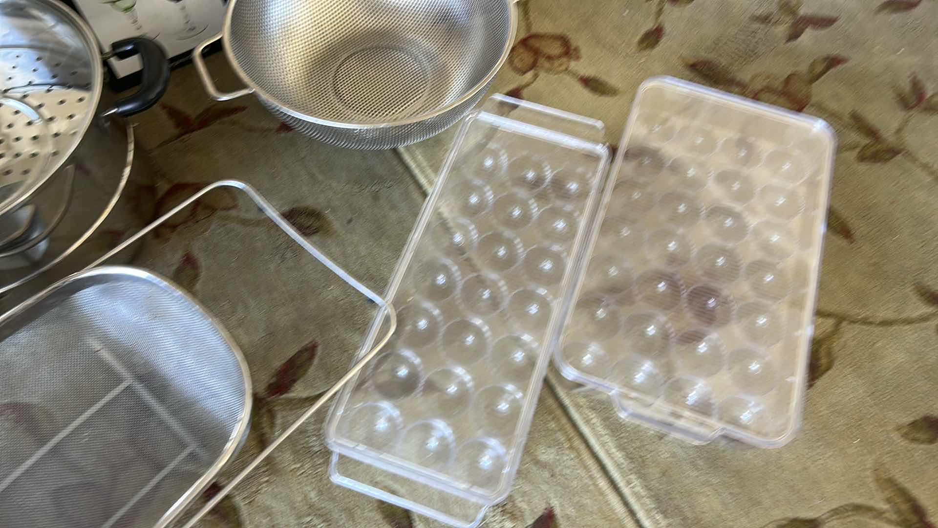 Photo 1 of KITCHEN AIDES- STRAINERS - EGG CARTONS, STOCK POT & COCKTAIL GLASSES