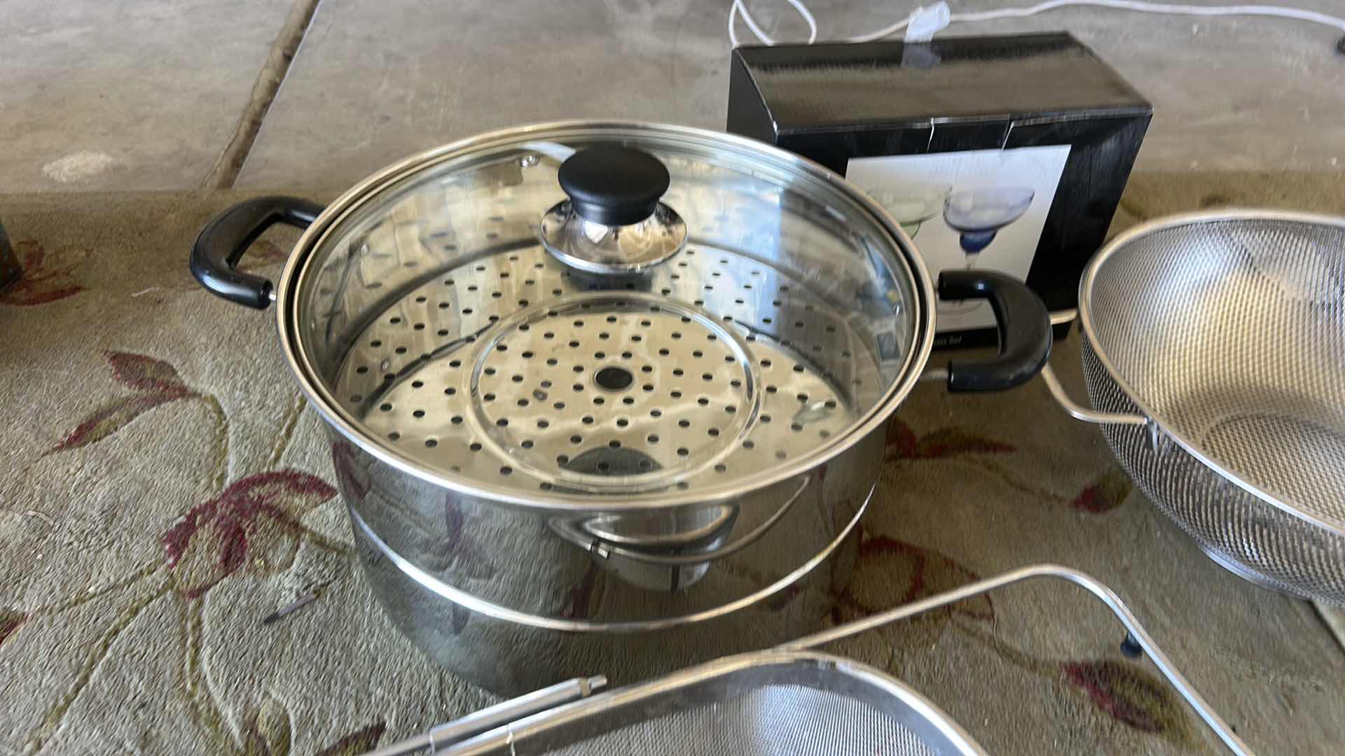 Photo 1 of KITCHEN AIDES- STRAINERS - EGG CARTONS, STOCK POT & COCKTAIL GLASSES