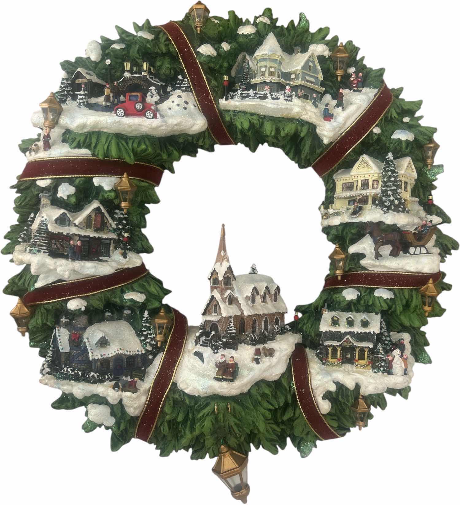 Photo 1 of NUMBERED THOMAS KINKADE CHRISTMAS VILLAGE LIGHT UP WREATH H16”