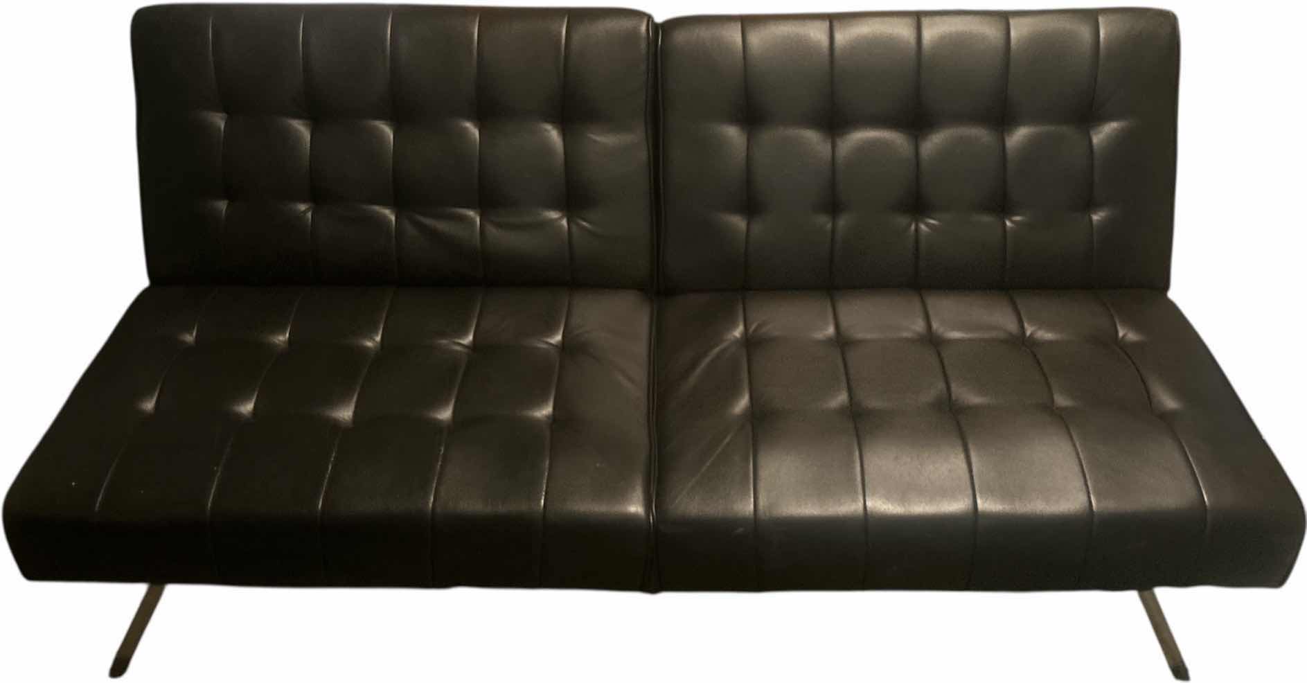 Photo 1 of 70” BLACK FAUX LEATHER FUTON