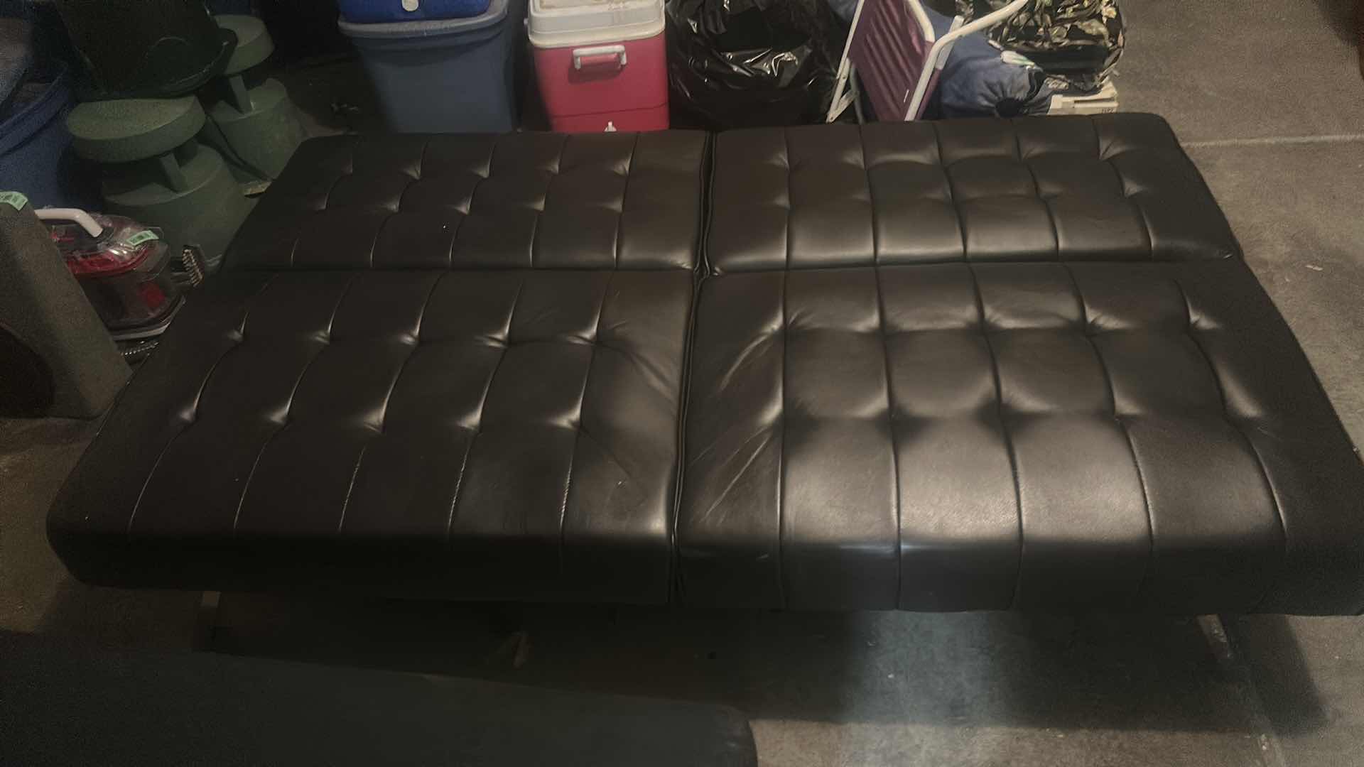 Photo 1 of 70” BLACK FAUX LEATHER FUTON