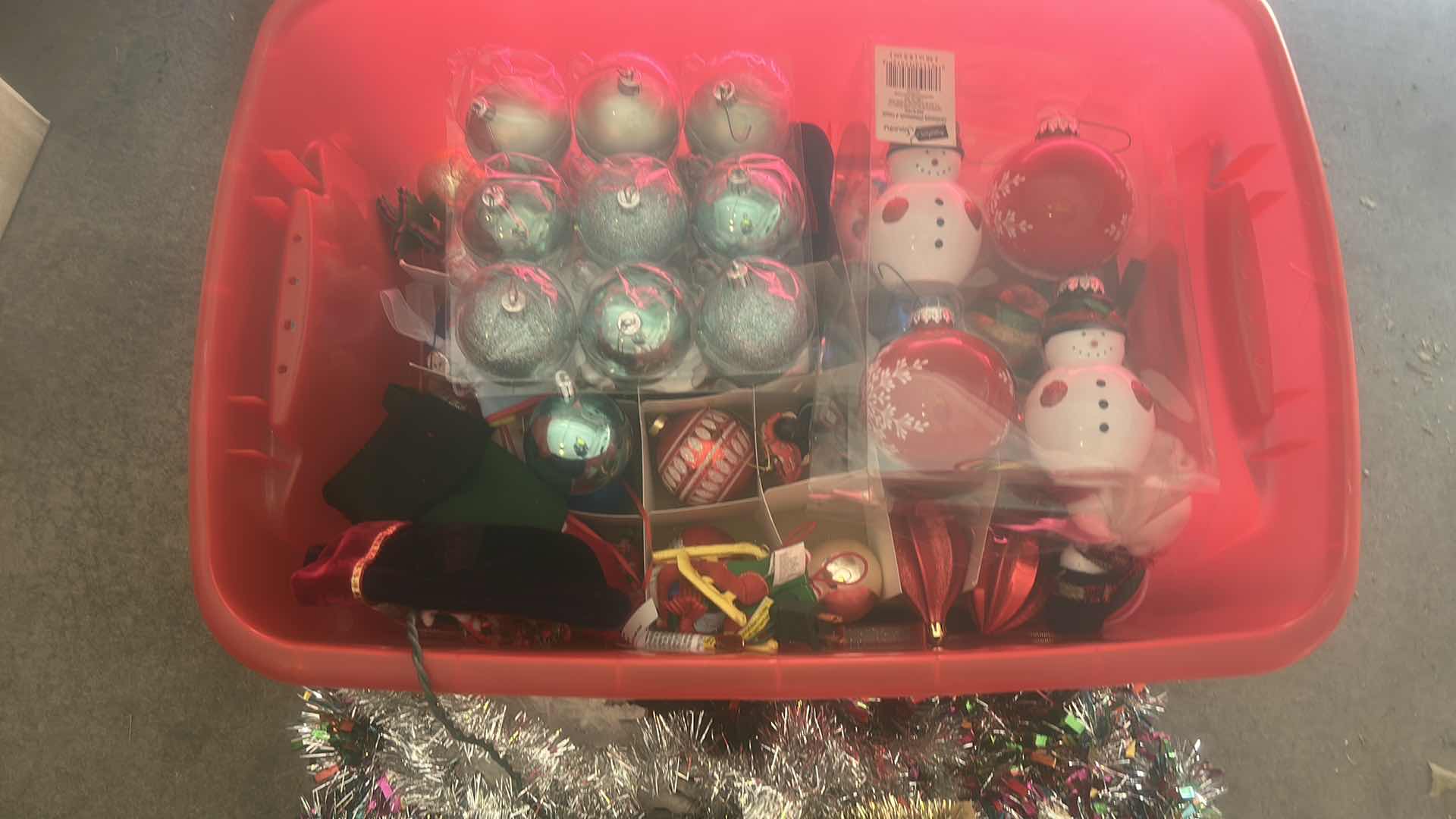 Photo 1 of TOTE FULL OF HOLIDAY DECORATIONS