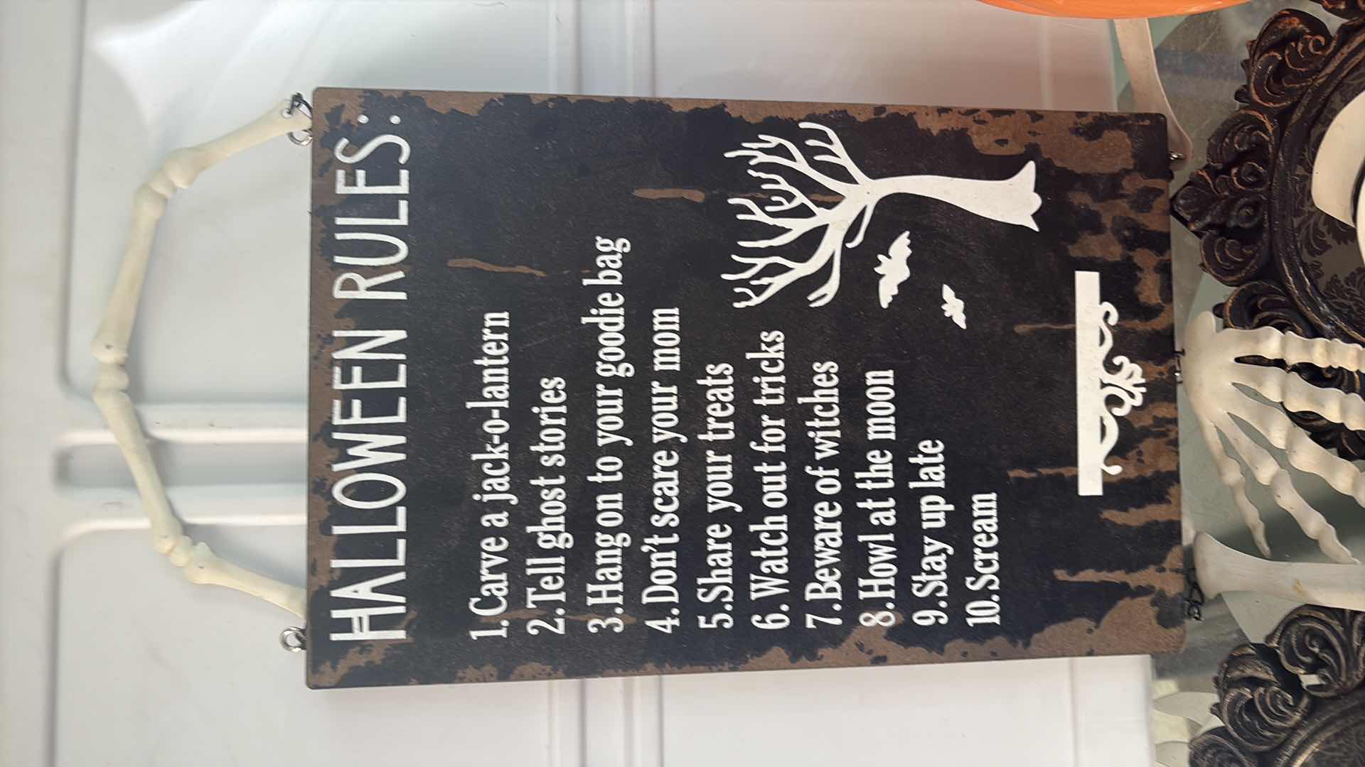 Photo 1 of CONTENTS OF TOTE HALLOWEEN DECORATIONS 12” CANDLEABRA