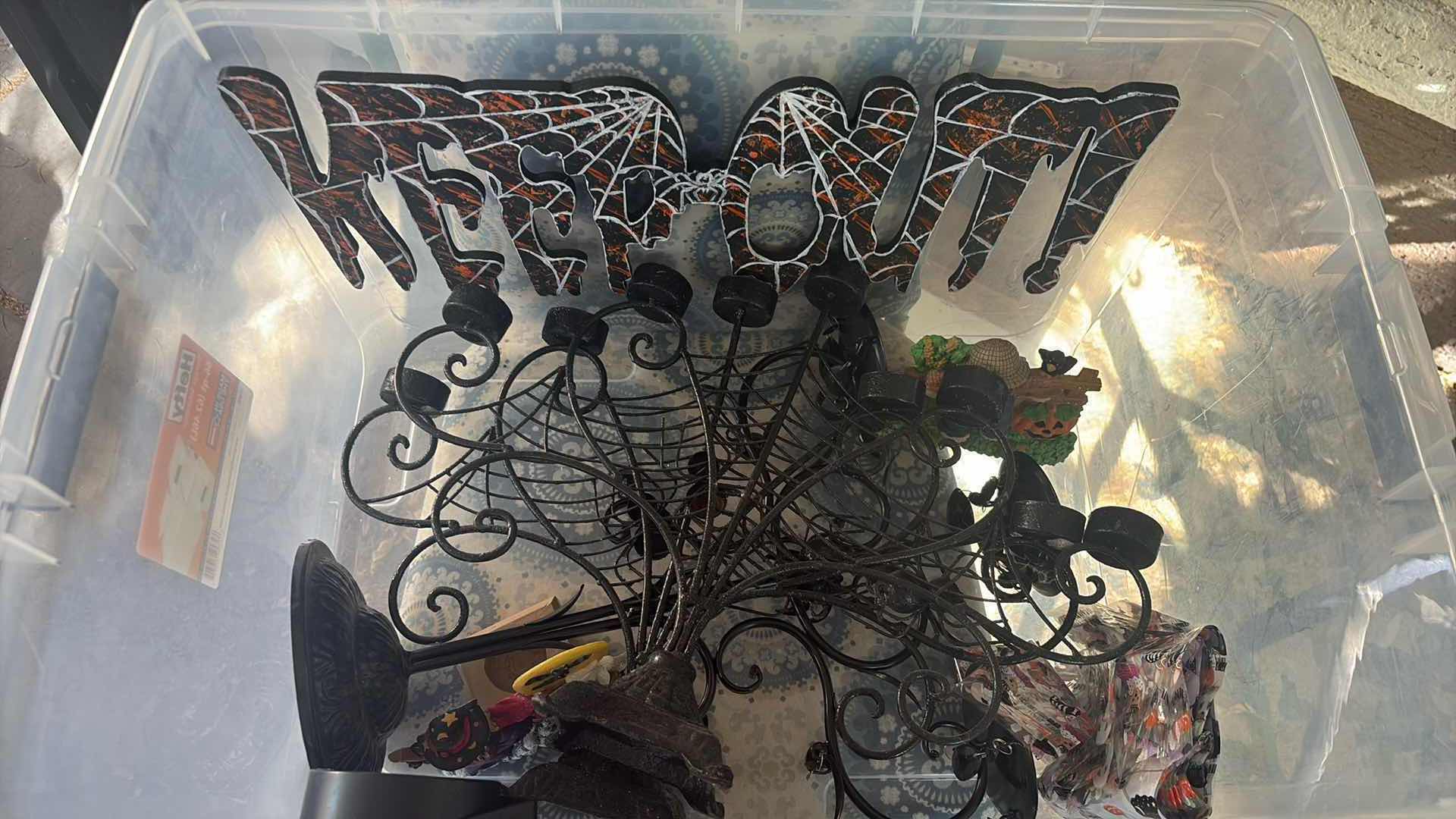Photo 1 of CONTENTS OF TOTE HALLOWEEN DECORATIONS 12” CANDLEABRA