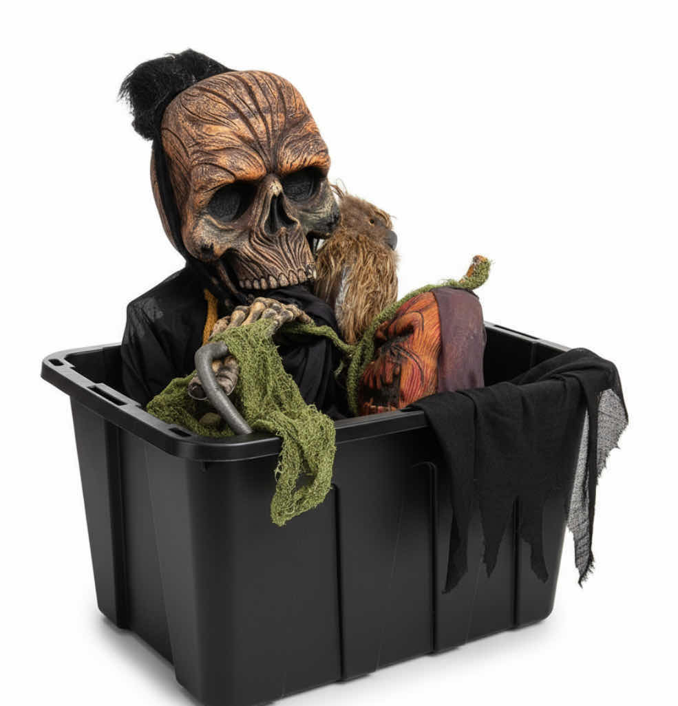Photo 1 of TOTE- SCARY HALLOWEEN DECORATIONS/ 2 LARGER THAN LIFE SIZE GHOULS AND LIFE SIZE OWL