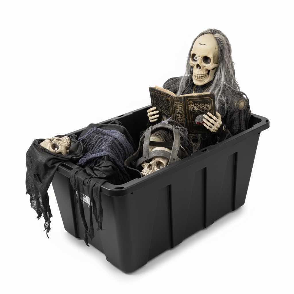 Photo 1 of TOTE- SCARY HALLOWEEN DECORATIONS (SOME BATTERY OPERATED)