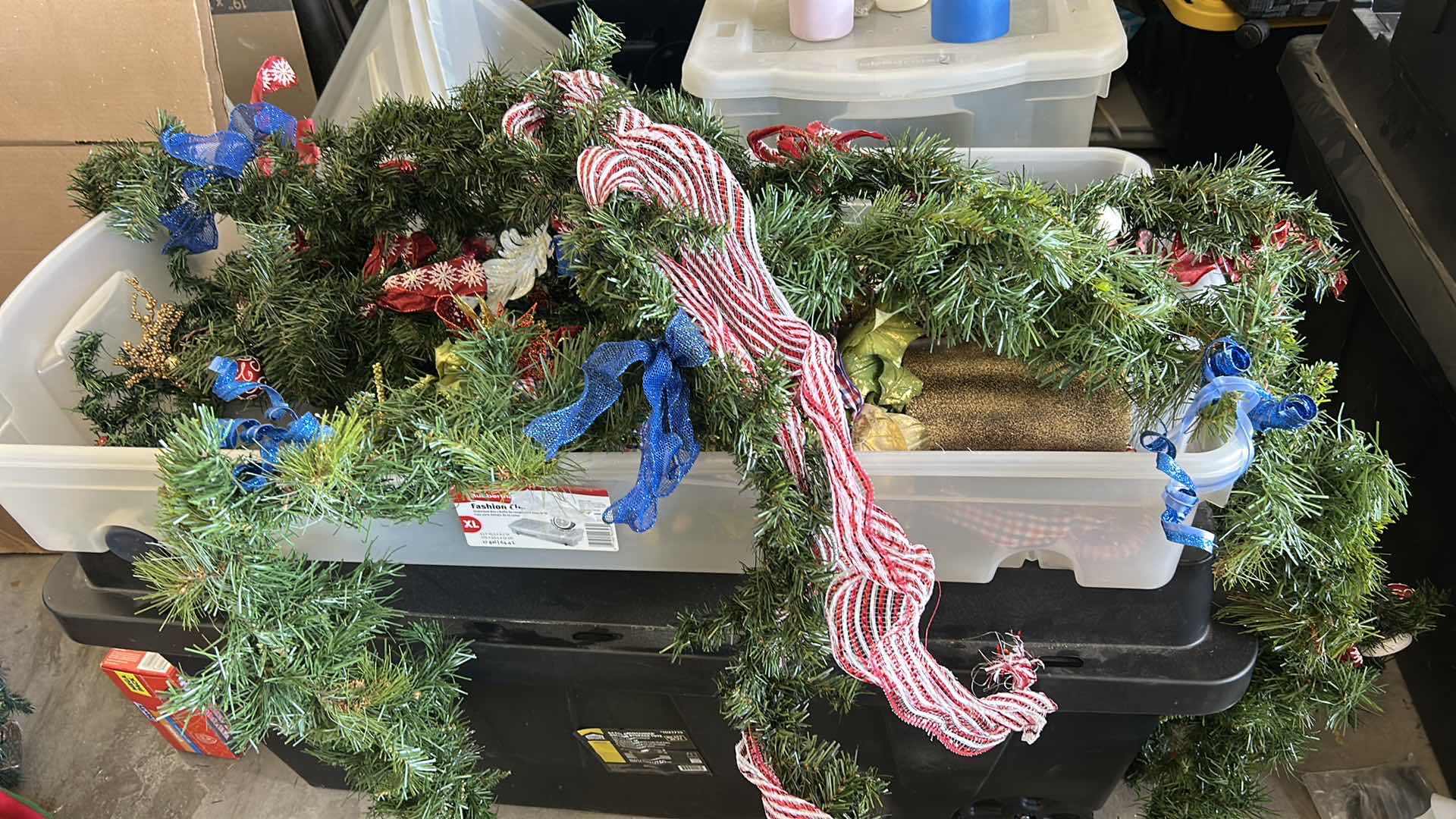 Photo 1 of TOTE FULL OF CHRISTMAS DECOR
