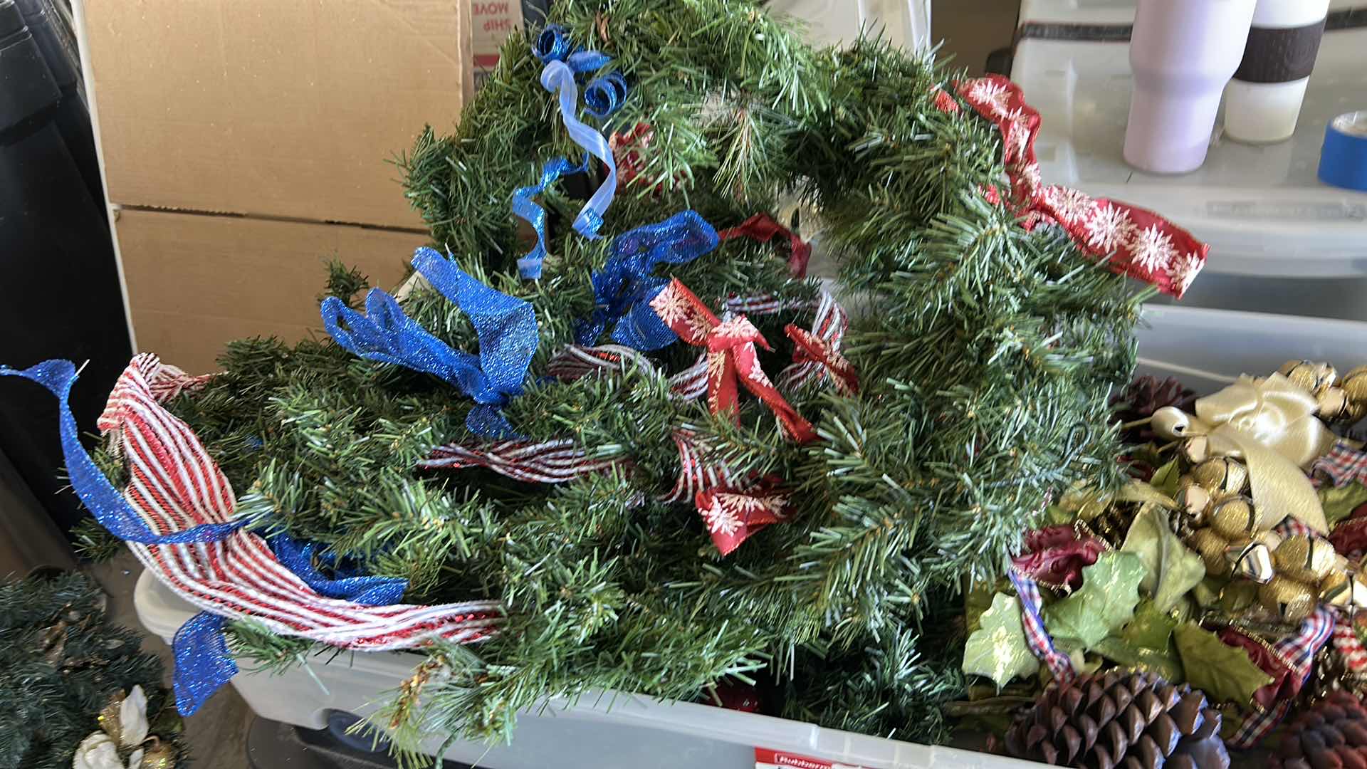Photo 1 of TOTE FULL OF CHRISTMAS DECOR