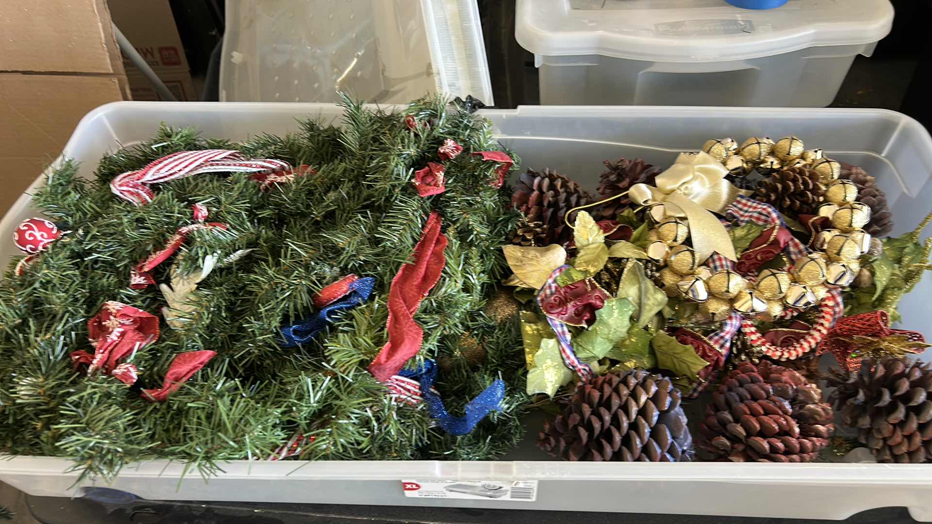 Photo 1 of TOTE FULL OF CHRISTMAS DECOR