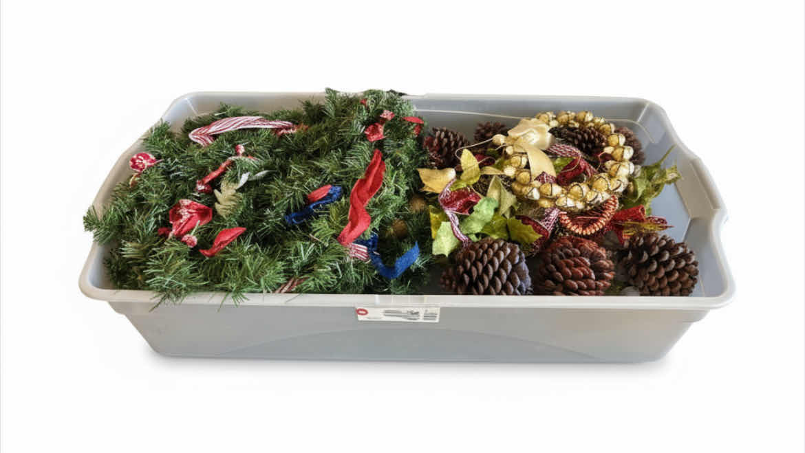 Photo 1 of TOTE FULL OF CHRISTMAS DECOR