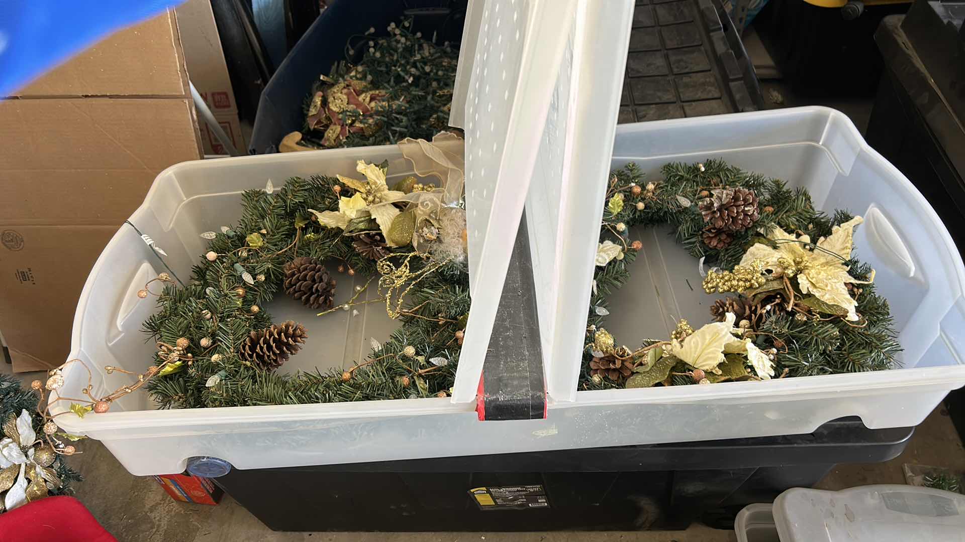 Photo 1 of TOTE FULL OF CHRISTMAS DECOR