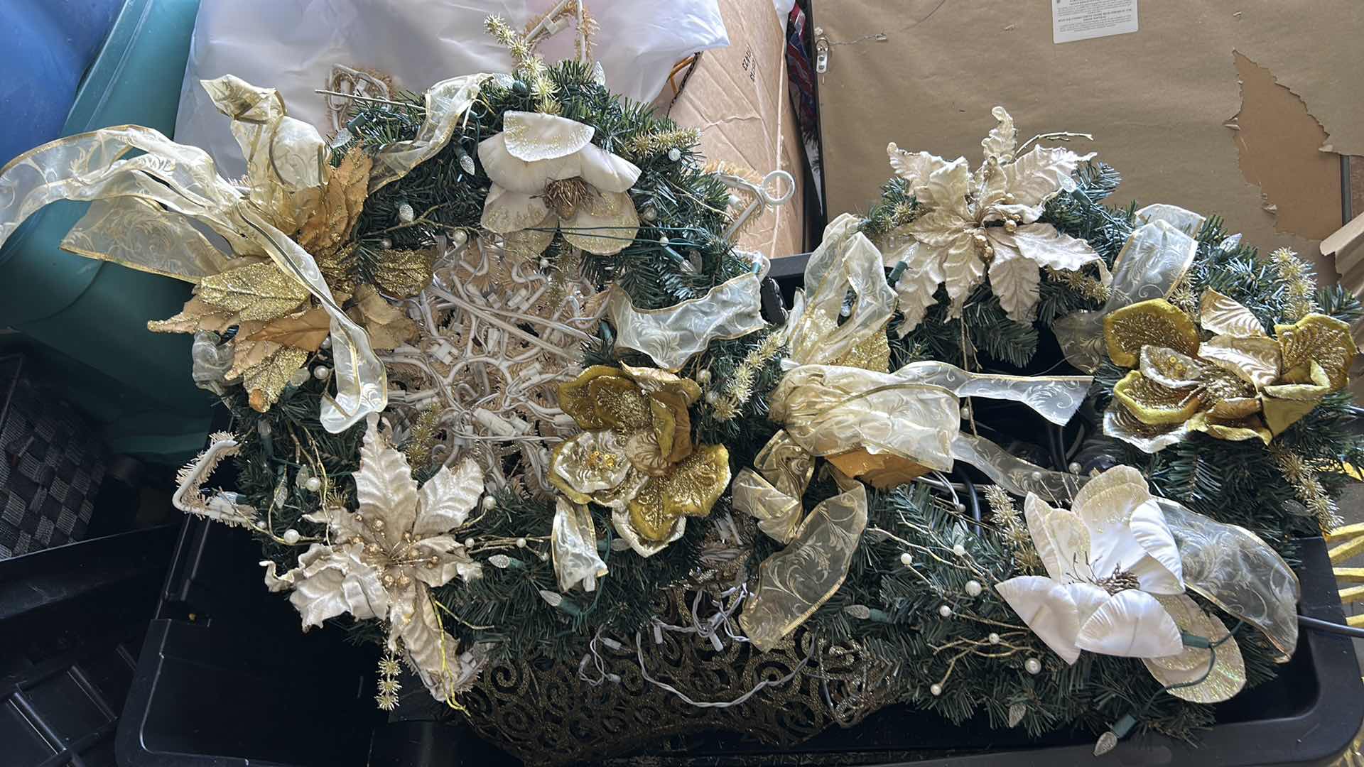 Photo 1 of TOTE FULL OF CHRISTMAS DECOR