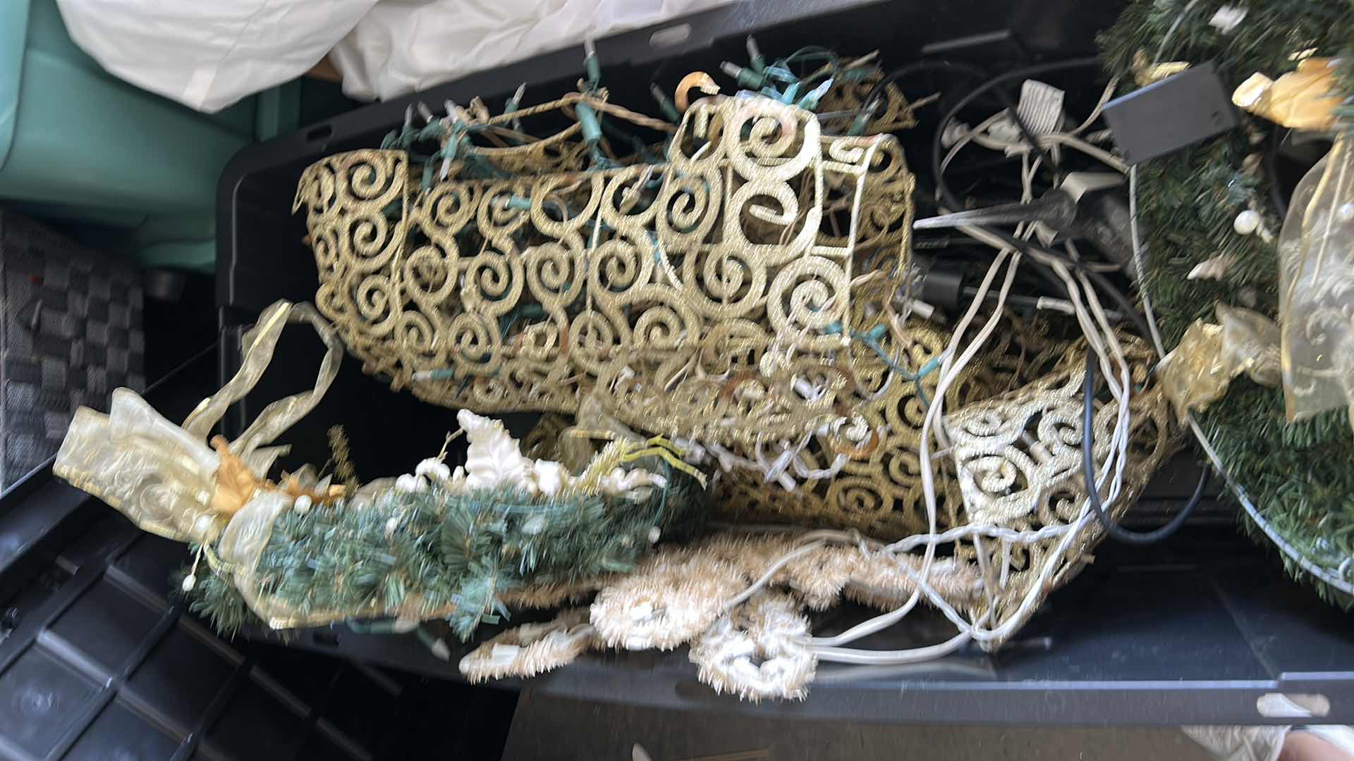 Photo 1 of TOTE FULL OF CHRISTMAS DECOR