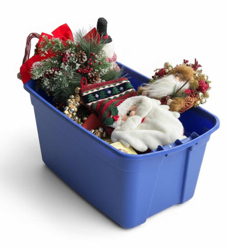 Photo 1 of TOTE FULL OF CHRISTMAS DECOR