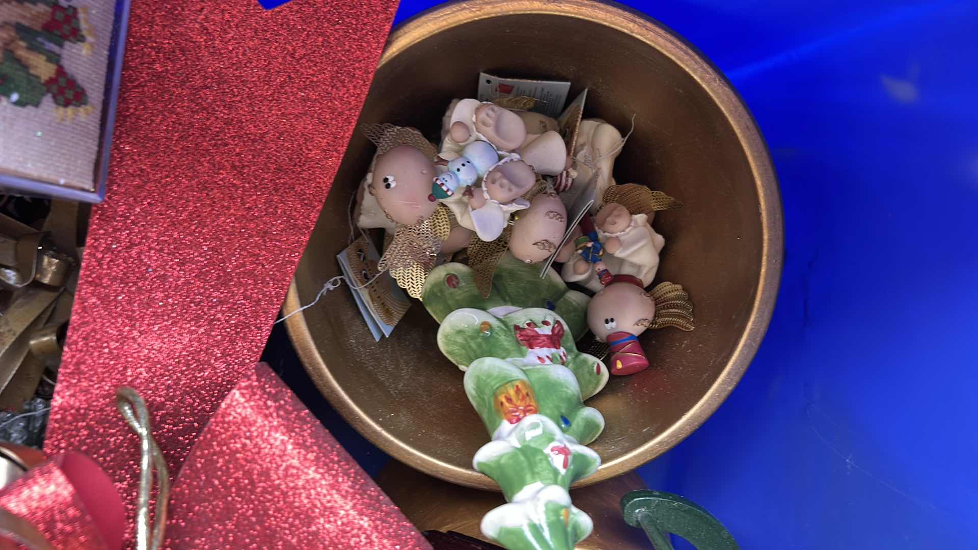 Photo 1 of TOTE FULL OF CHRISTMAS DECOR