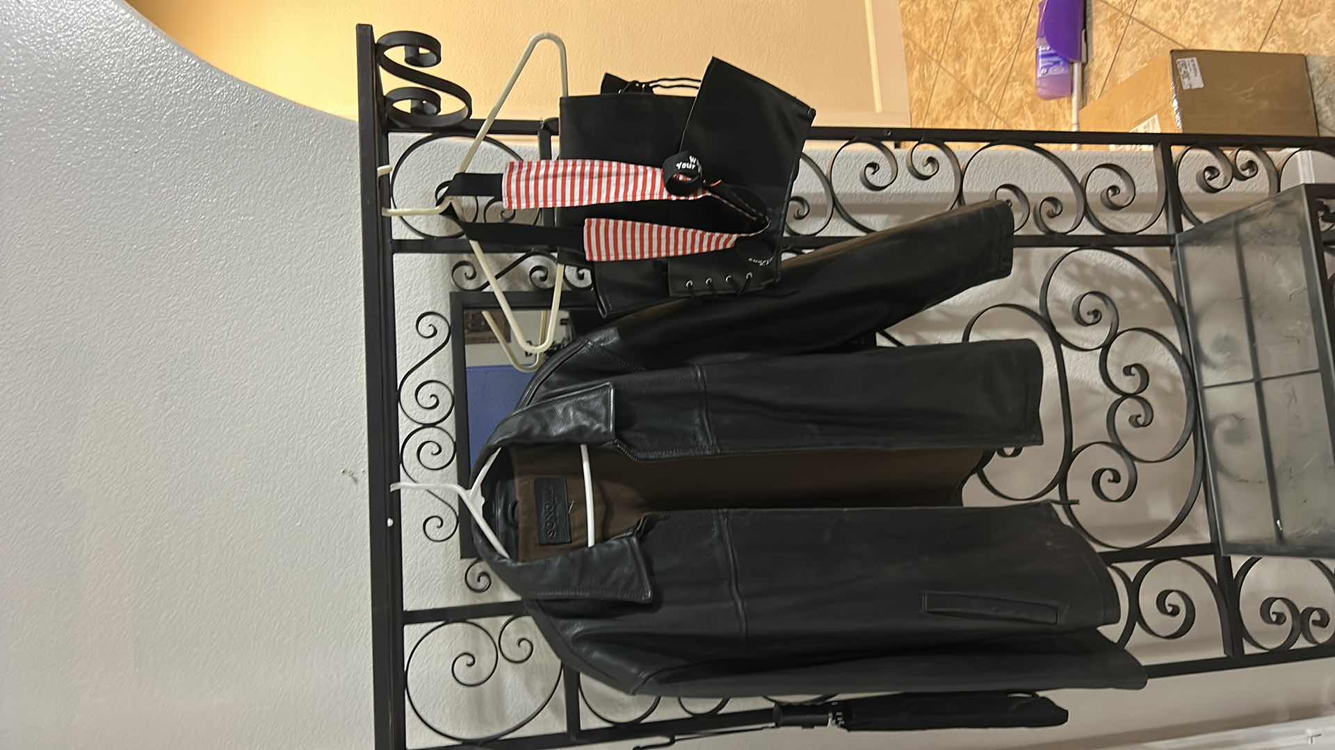 Photo 1 of MANS LEATHER JACKET AND PIRATE ACCESSORIES FOR HALLOWEEN