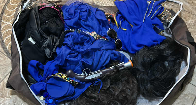 Photo 1 of ZIP UP GARMENT BAG WITH HALLOWEEN COSTUMES AND ACCESSORIES