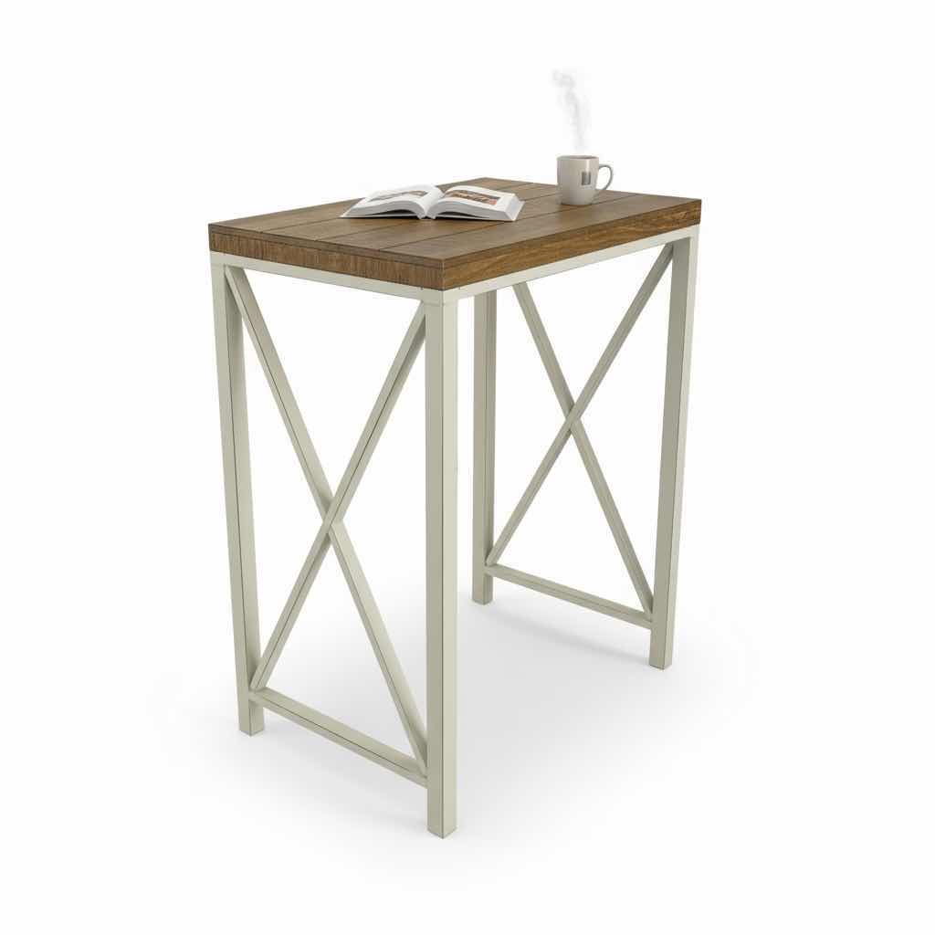 Photo 1 of METAL AND WOOD TABLE 18 1/2“ x 13“ x H24“
