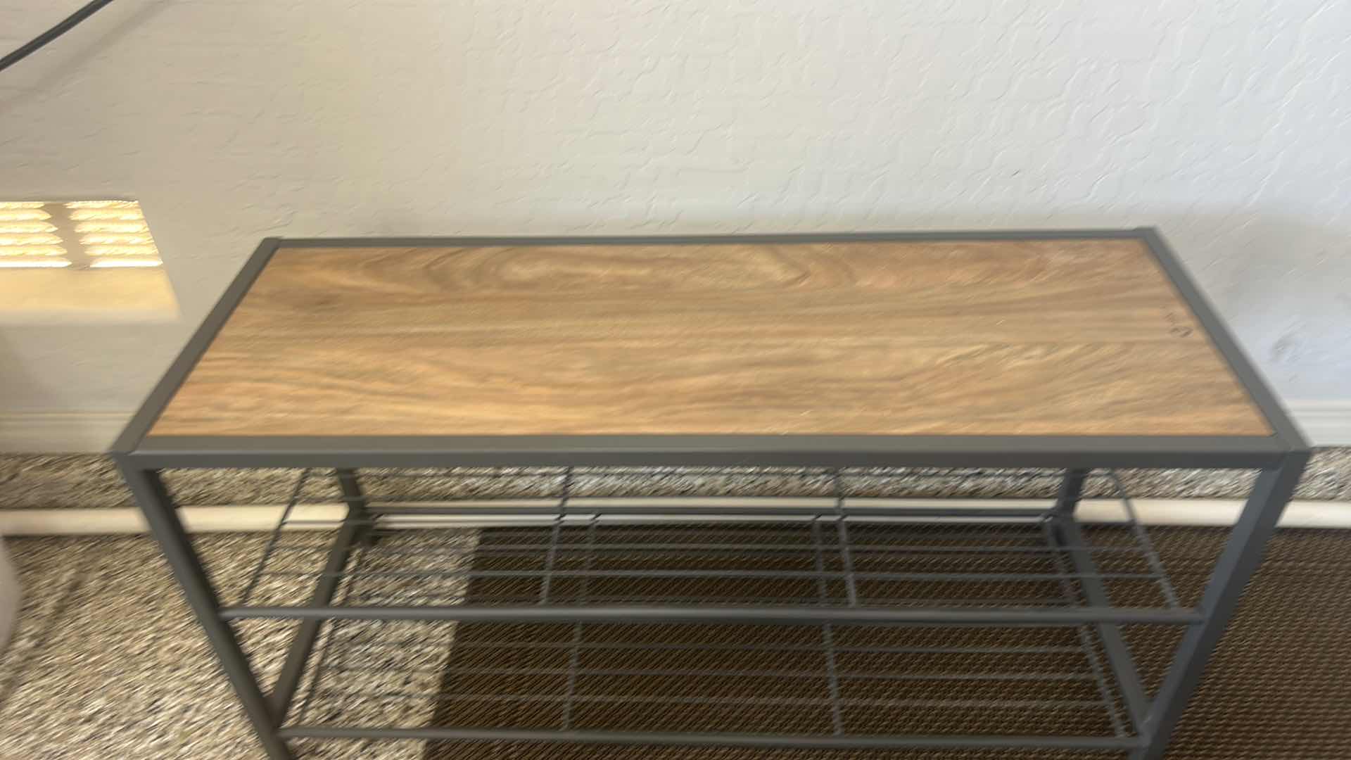 Photo 1 of TRINITY METAL SHOE RACK WITH WOOD TOP 36” x 13 1/2” x H18”