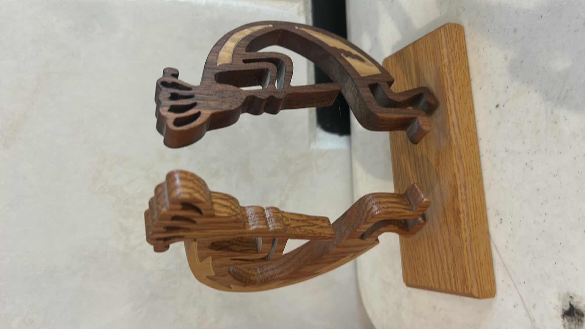 Photo 1 of 2 PC HOME DECOR- MINIATURE METAL BOAR WITH TURQUOISE HEART & WOODEN KOKOPELLI’S H7”