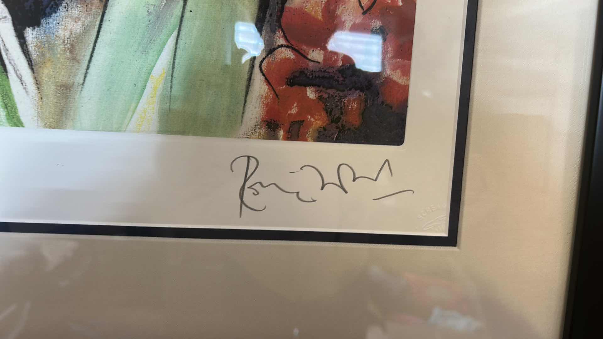 Photo 1 of BLACK FRAMED, ARTIST SIGNED, ROD STEWART, “RONNIE AND ROD” NUMBERED ARTWORK WITH COA 38“ x H32“