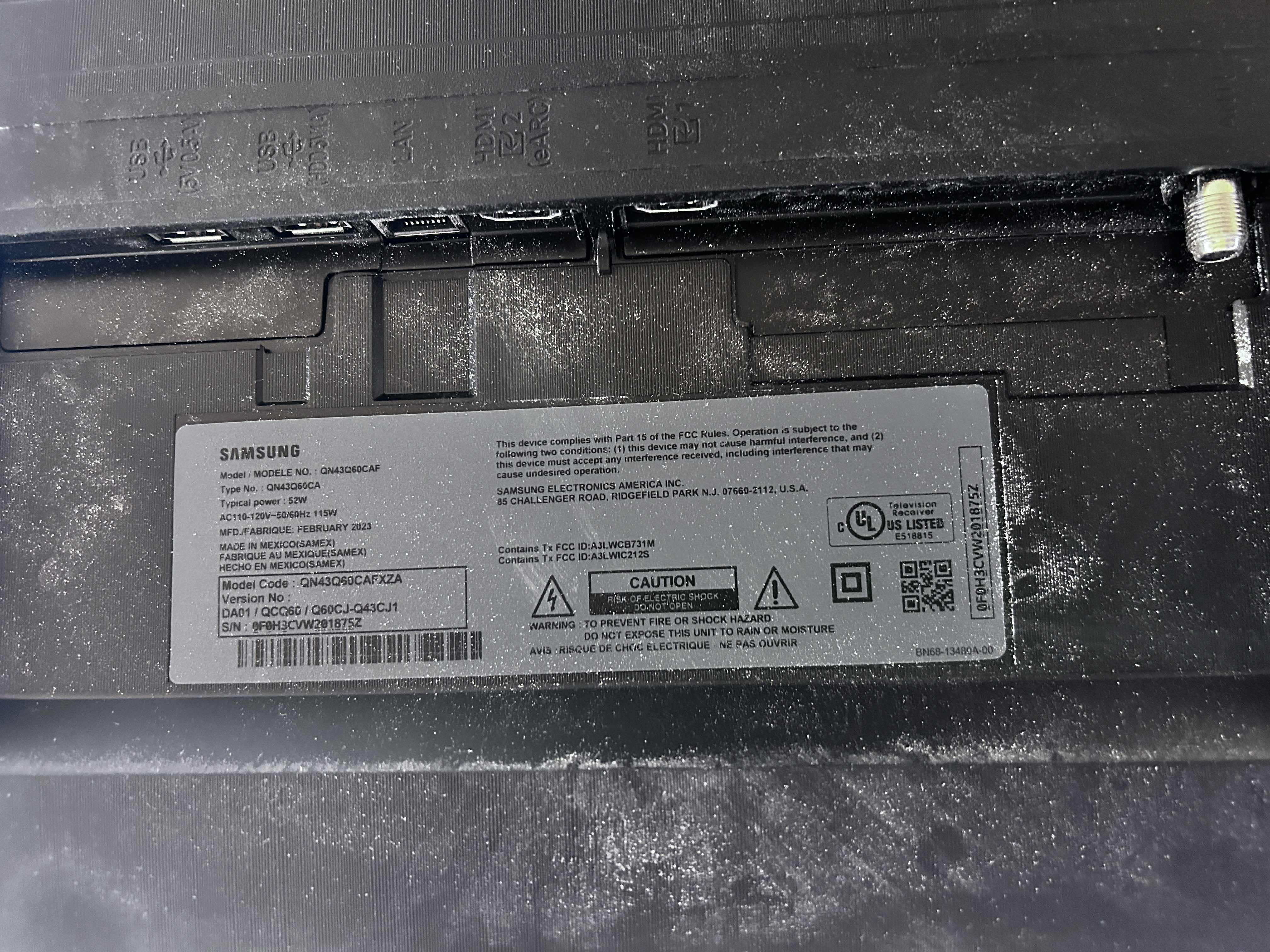 Photo 1 of 43” SAMSUNG TV MODEL NO. : QN43C160CAF WITH MOUNT & REMOTE