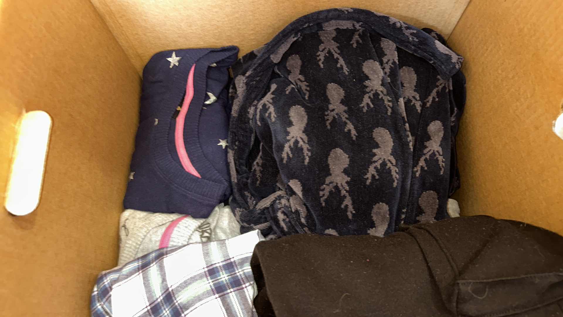 Photo 1 of BOX OF WOMENS LOUNGEWEAR, SWEATS AND HATS SOME NEW WITH TAGS (ASSORTED SIZES)