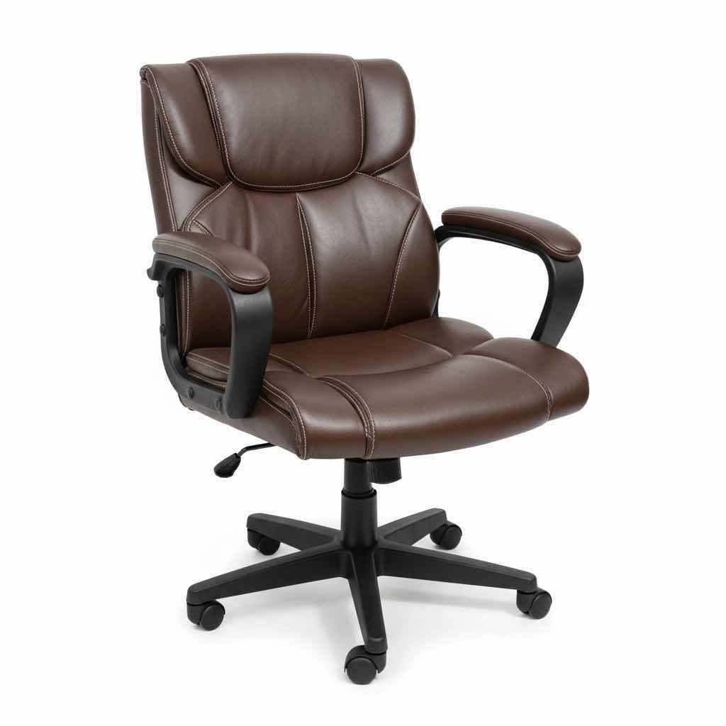 Photo 1 of BROWN FAUX LEATHER OFFICE CHAIR 24“ x 24“ x H38“