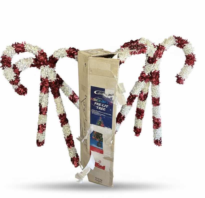 Photo 1 of FIBER OPTIC PRELIT CHRISTMAS TREE AND 6 CANDY CANES