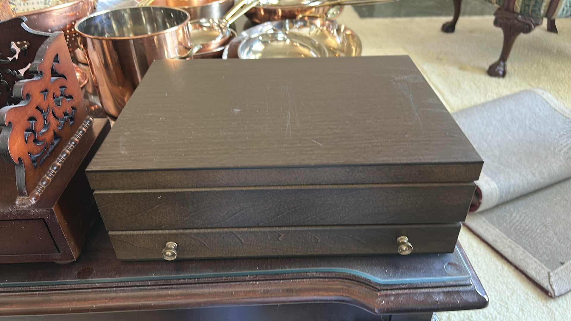 Photo 1 of 44PC GEORGIAN HOUSE “CHRISTY” 24K GOLD PLATED SERVING WARE IN WOOD BOX