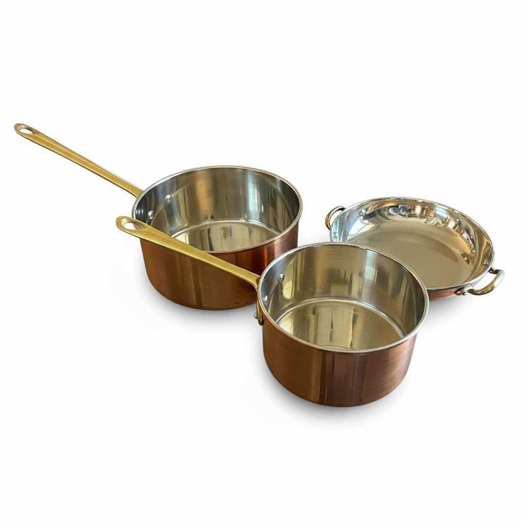 Photo 1 of 3 COPPER AND STAINLESS STEEL WITH BRASS HANDLES