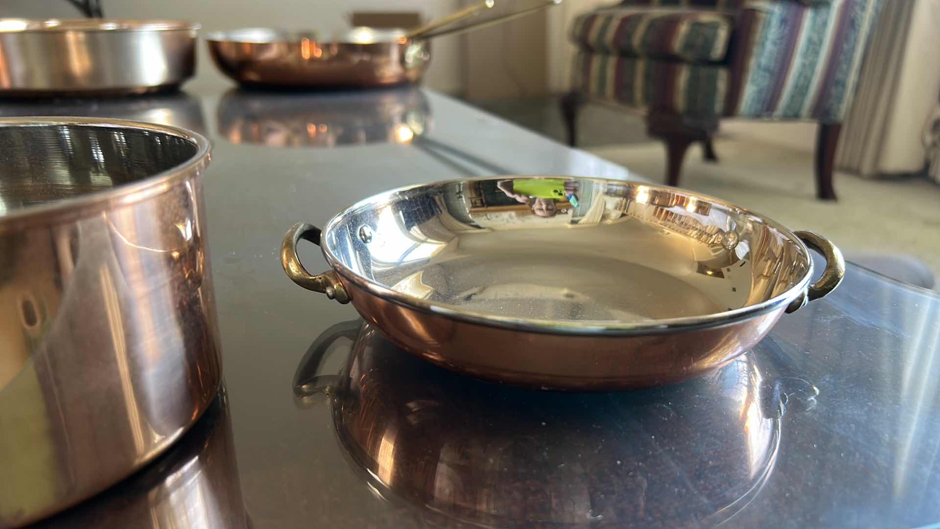 Photo 1 of 3 COPPER AND STAINLESS STEEL WITH BRASS HANDLES