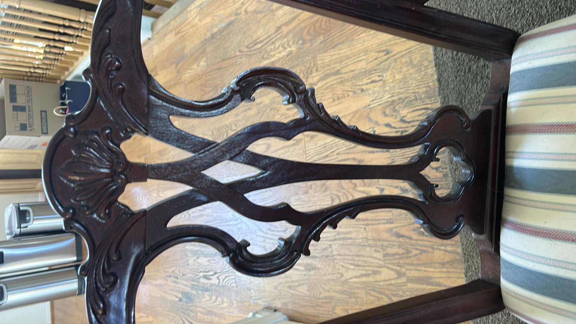 Photo 1 of THOMASVILLE CHIPPENDALE MAHOGANY ARM DINING CHAIR WITH BALL AND CLAW FEET
SIDE CHAIR 24” x 22” x H41”