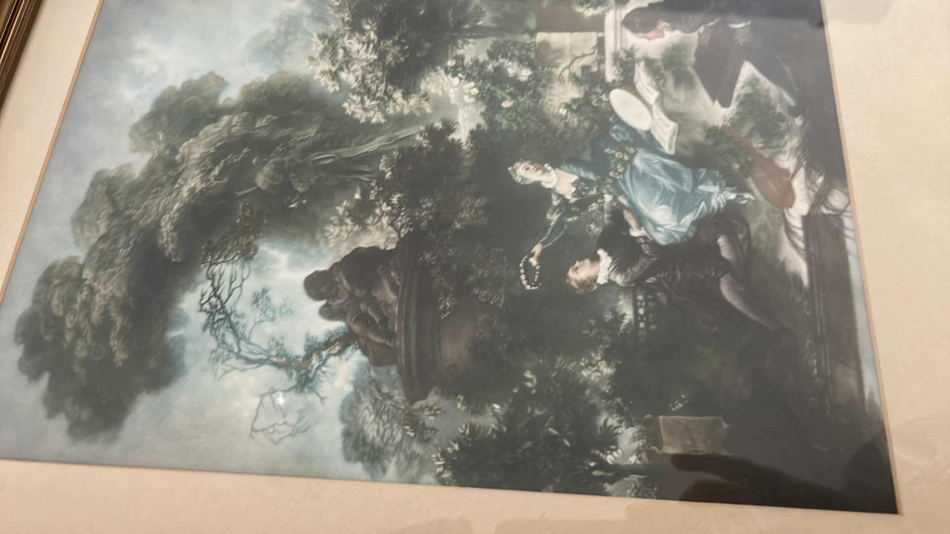 Photo 1 of ANTIQUE INTRICATE GESSO OVER WOOD FRAMED, “PROGRESS OF LOVE: “
THE MEETING”
BY JEAN-HONORE FRAGONARD ARTWORK 15 1/2“ x H 24“